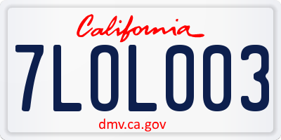CA license plate 7LOL003