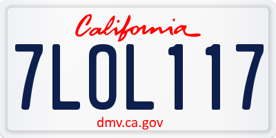 CA license plate 7LOL117