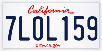 CA license plate 7LOL159