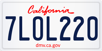 CA license plate 7LOL220