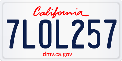CA license plate 7LOL257