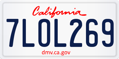 CA license plate 7LOL269