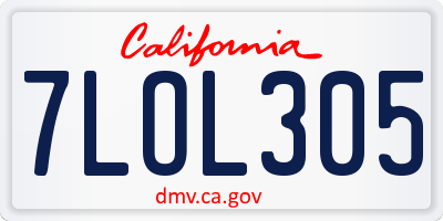 CA license plate 7LOL305