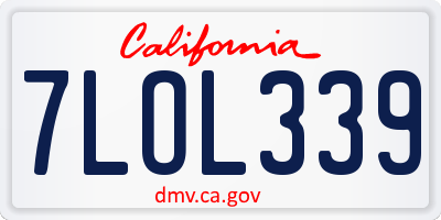 CA license plate 7LOL339