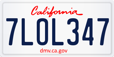 CA license plate 7LOL347