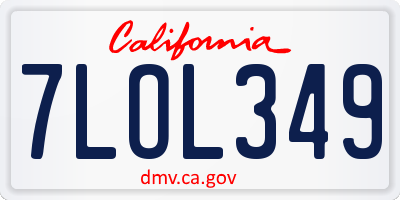 CA license plate 7LOL349