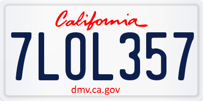 CA license plate 7LOL357