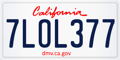 CA license plate 7LOL377