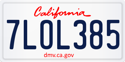 CA license plate 7LOL385