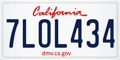 CA license plate 7LOL434