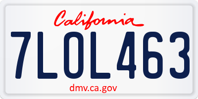 CA license plate 7LOL463