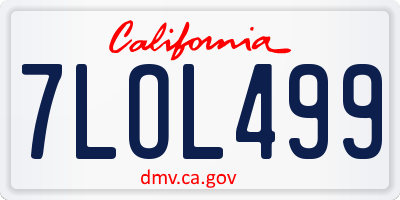 CA license plate 7LOL499