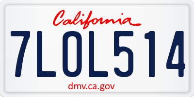 CA license plate 7LOL514