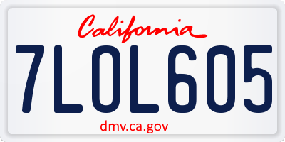 CA license plate 7LOL605