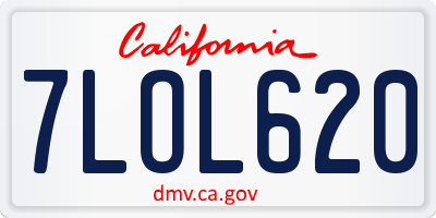 CA license plate 7LOL620