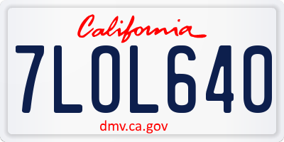 CA license plate 7LOL640