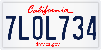 CA license plate 7LOL734