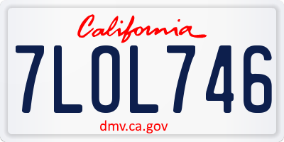 CA license plate 7LOL746