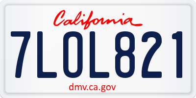 CA license plate 7LOL821