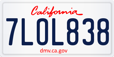 CA license plate 7LOL838