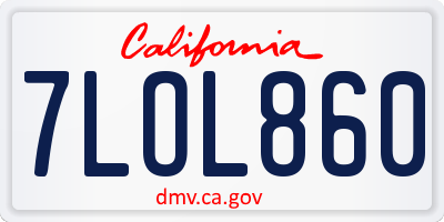 CA license plate 7LOL860