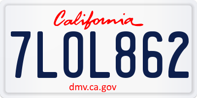 CA license plate 7LOL862