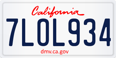 CA license plate 7LOL934