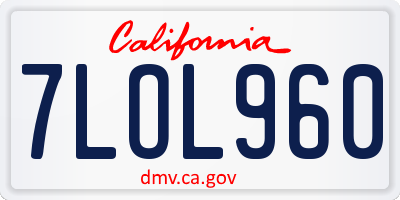 CA license plate 7LOL960