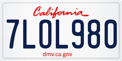 CA license plate 7LOL980