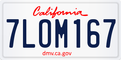 CA license plate 7LOM167