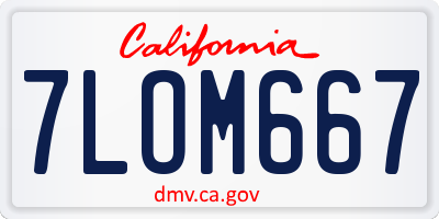 CA license plate 7LOM667
