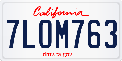 CA license plate 7LOM763