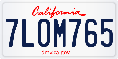 CA license plate 7LOM765