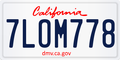 CA license plate 7LOM778