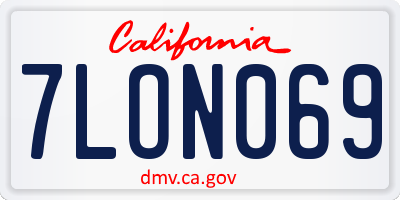 CA license plate 7LON069