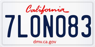 CA license plate 7LON083