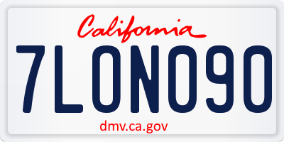 CA license plate 7LON090