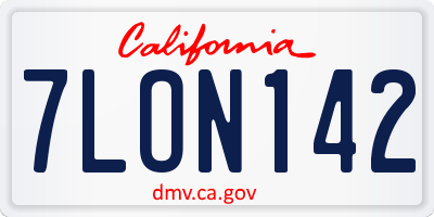 CA license plate 7LON142