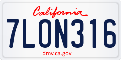 CA license plate 7LON316