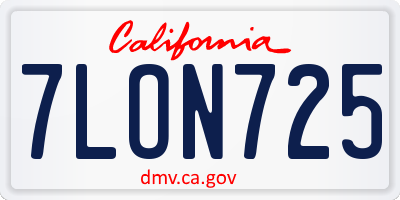 CA license plate 7LON725