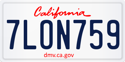 CA license plate 7LON759