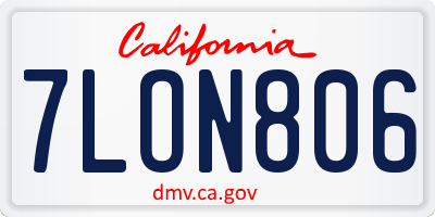 CA license plate 7LON806