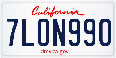 CA license plate 7LON990