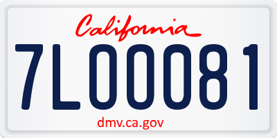 CA license plate 7LOO081
