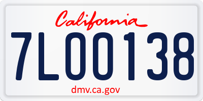 CA license plate 7LOO138