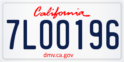 CA license plate 7LOO196