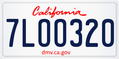 CA license plate 7LOO320