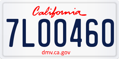 CA license plate 7LOO460