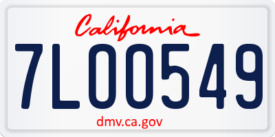 CA license plate 7LOO549