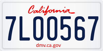 CA license plate 7LOO567